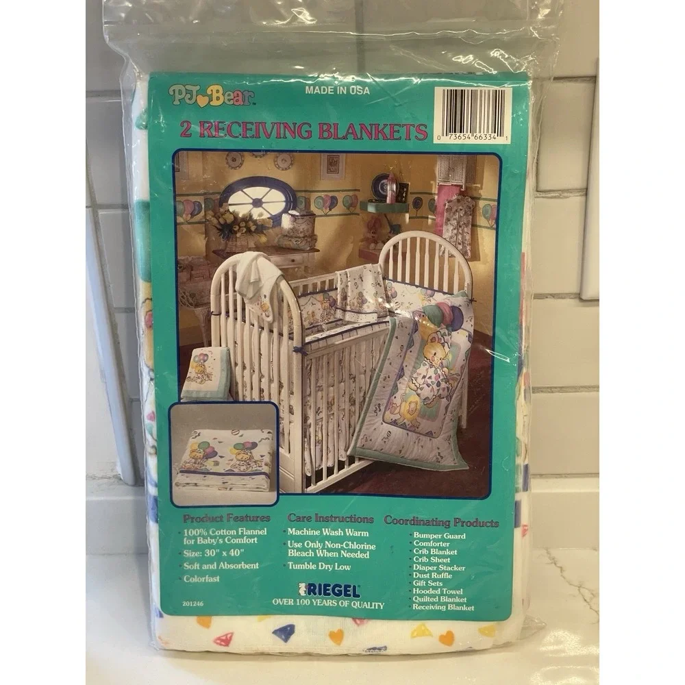 Vintage PJ Bear Riegel Receiving Blankets Set of 2‎ 30